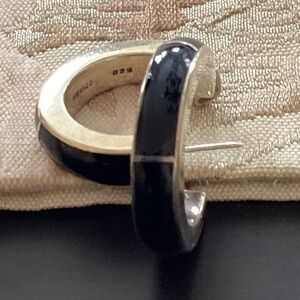 Silver & Black Onyx Hoop Earrings